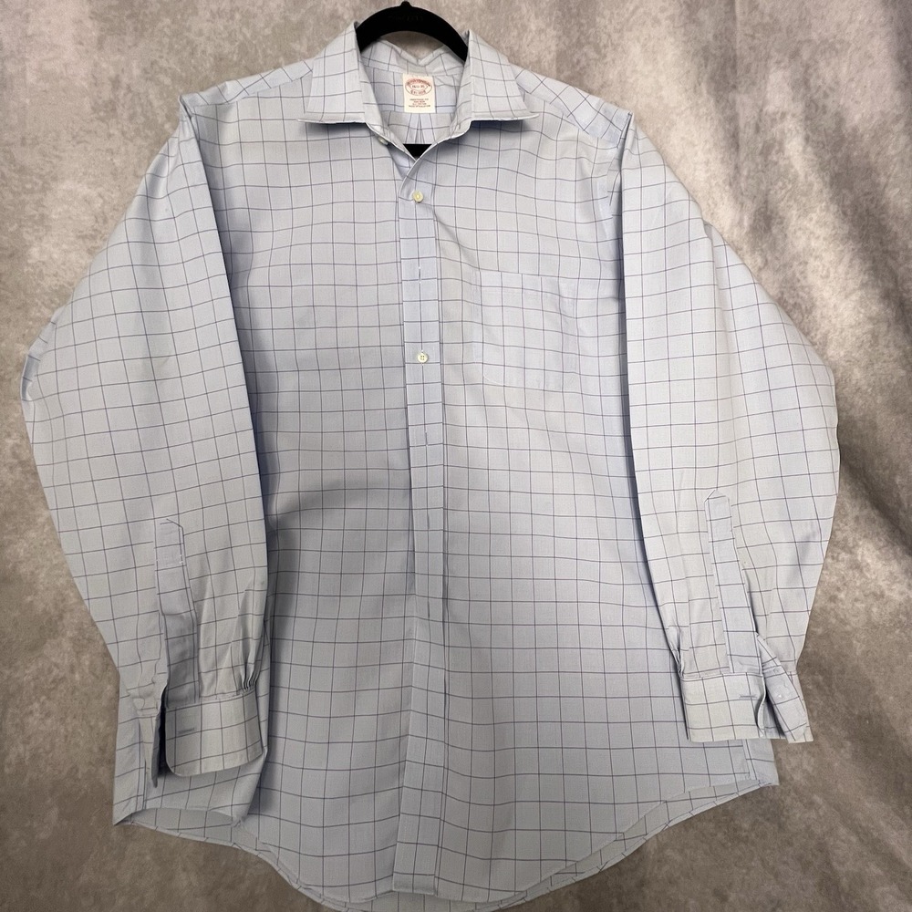 Brooks Brothers Shirt Men Long Sleeve Button Cotton 16.5-35 Non Iron‎ Light Blue